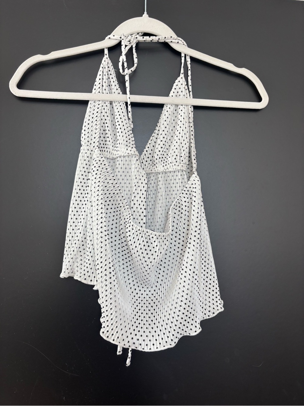 Princess Polly White Polka Dot Halter Tie-Front Tank - Picture 3 of 4
